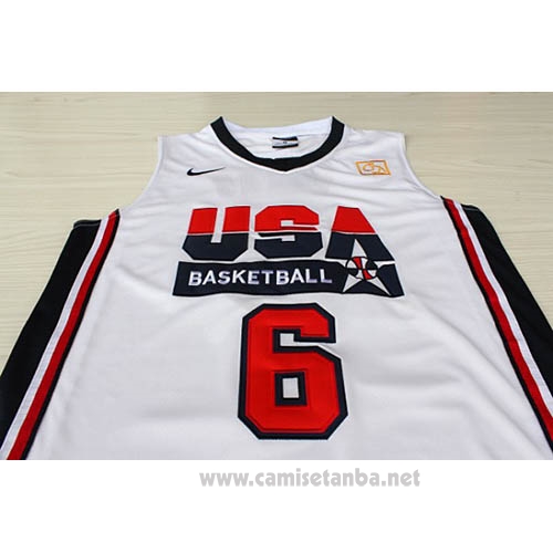 Camiseta USA 1992 Patrick Ewing #6 Blanco